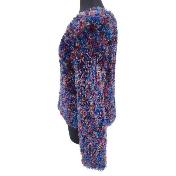 VTG 90s Cache Multicolor Fuzzy Eyelash Stretch Knit Pullover Sweater Size L - Picture 6 of 9
